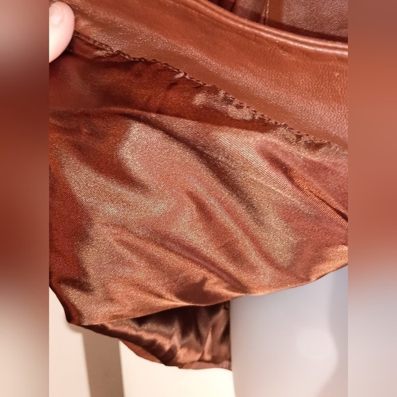 PAMELA MCCOY Vintage Winter Work Brown butterly Leather Jacket Blazer M (#1,210) - Picture 8 of 11
